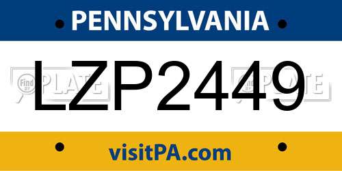 LZP2449 Pennsylvania License Plate