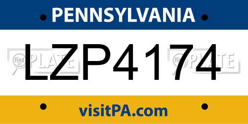 LZP4174 Pennsylvania License Plate