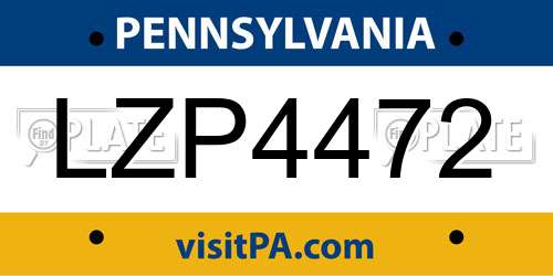 LZP4472 Pennsylvania License Plate