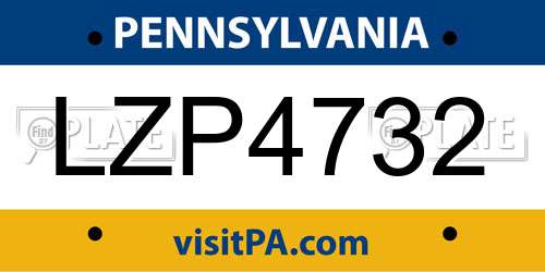 LZP4732 Pennsylvania License Plate