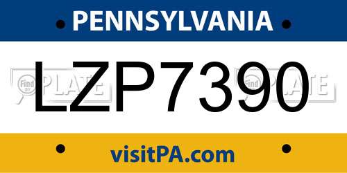 LZP7390 Pennsylvania License Plate