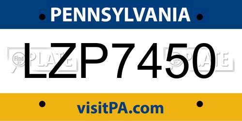 LZP7450 Pennsylvania License Plate