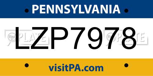 LZP7978 Pennsylvania License Plate