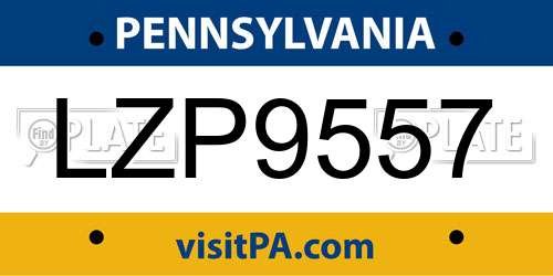 LZP9557 Pennsylvania License Plate