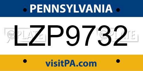 LZP9732 Pennsylvania License Plate