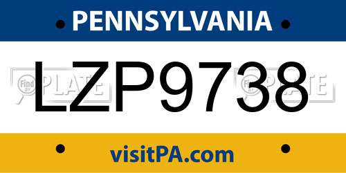 LZP9738 Pennsylvania License Plate