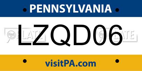 LZQD06 Pennsylvania License Plate