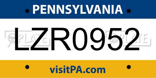 LZR0952 Pennsylvania License Plate