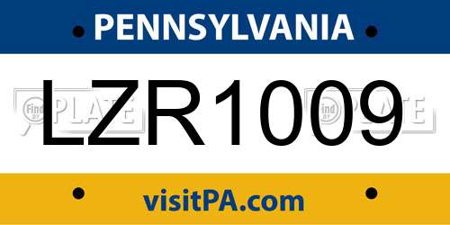 LZR1009 Pennsylvania License Plate