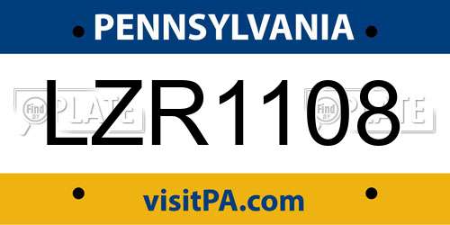 LZR1108 Pennsylvania License Plate