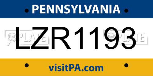 LZR1193 Pennsylvania License Plate
