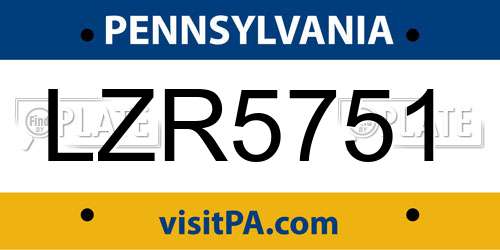 LZR5751 Pennsylvania License Plate
