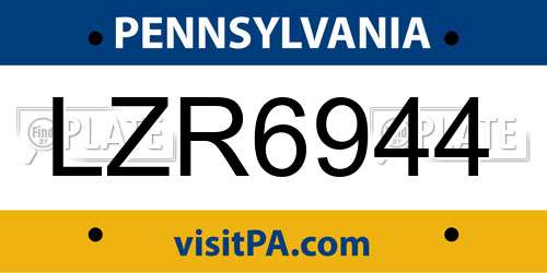 LZR6944 Pennsylvania License Plate
