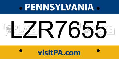 LZR7655 Pennsylvania License Plate