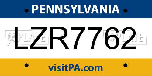 LZR7762 Pennsylvania License Plate