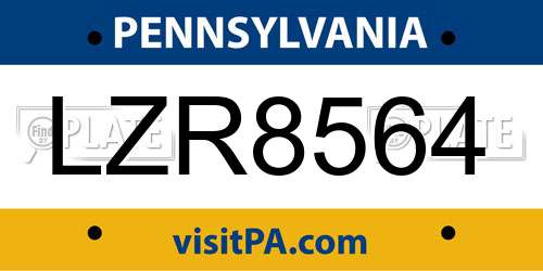 LZR8564 Pennsylvania License Plate