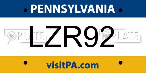 LZR92 Pennsylvania License Plate