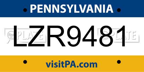 LZR9481 Pennsylvania License Plate