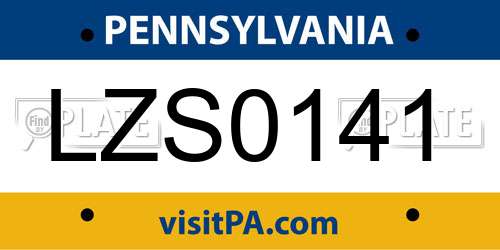 LZS0141 Pennsylvania License Plate