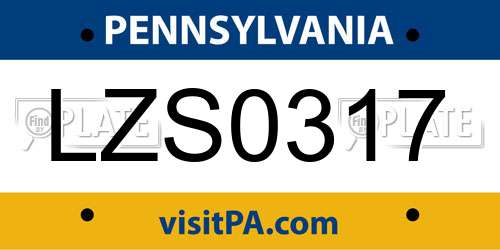 LZS0317 Pennsylvania License Plate