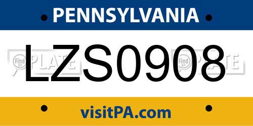 LZS0908 Pennsylvania License Plate