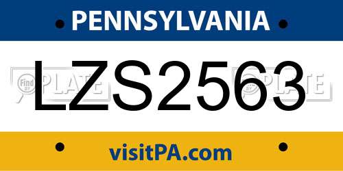 LZS2563 Pennsylvania License Plate