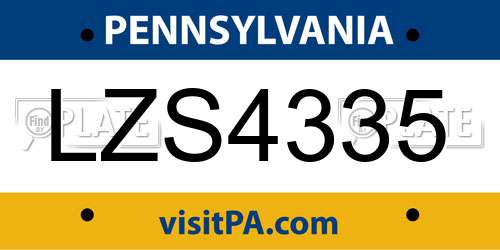 LZS4335 Pennsylvania License Plate