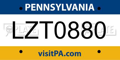 LZT0880 Pennsylvania License Plate