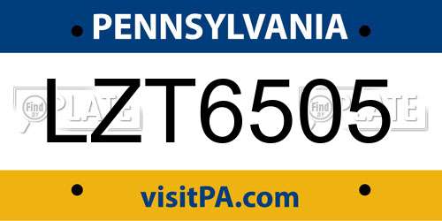 LZT6505 Pennsylvania License Plate