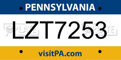 LZT7253 Pennsylvania License Plate
