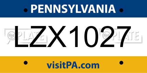 LZX1027 Pennsylvania License Plate