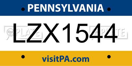 LZX1544 Pennsylvania License Plate