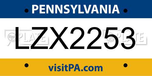 LZX2253 Pennsylvania License Plate