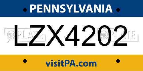 LZX4202 Pennsylvania License Plate
