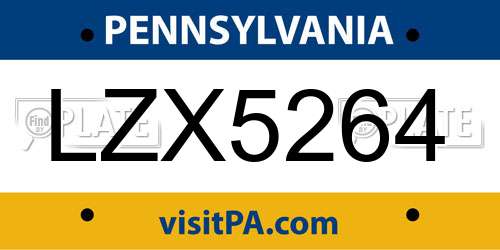 LZX5264 Pennsylvania License Plate