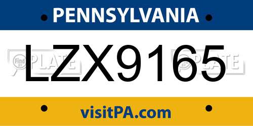 LZX9165 Pennsylvania License Plate
