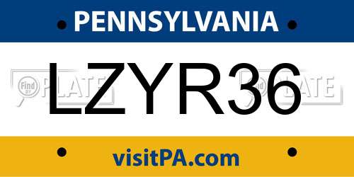 LZYR36 Pennsylvania License Plate