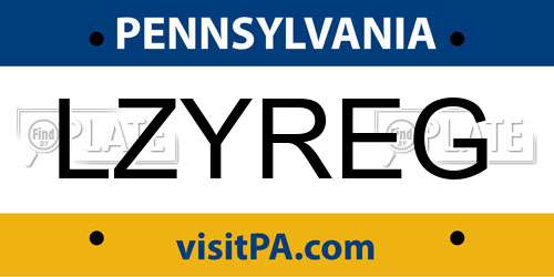 LZYREG Pennsylvania License Plate