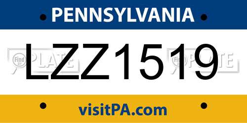 LZZ1519 Pennsylvania License Plate