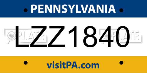 LZZ1840 Pennsylvania License Plate