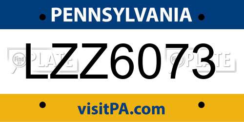 LZZ6073 Pennsylvania License Plate