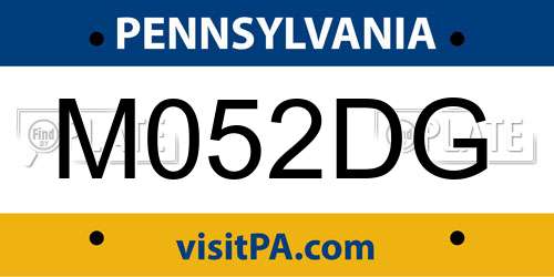 M052DG Pennsylvania License Plate