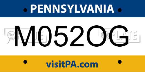 M052OG Pennsylvania License Plate