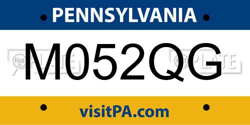 M052QG Pennsylvania License Plate