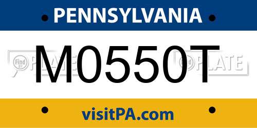 M0550T Pennsylvania License Plate