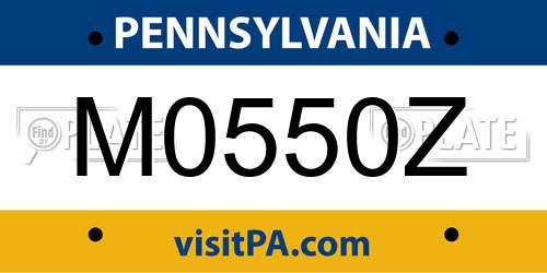 M0550Z Pennsylvania License Plate
