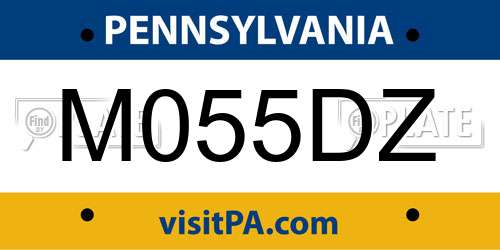 M055DZ Pennsylvania License Plate