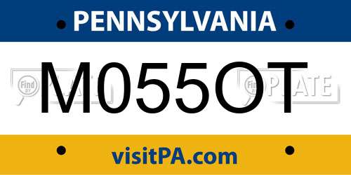 M055OT Pennsylvania License Plate