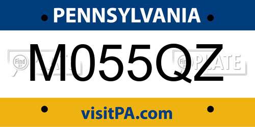 M055QZ Pennsylvania License Plate