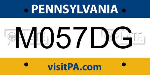 M057DG Pennsylvania License Plate
